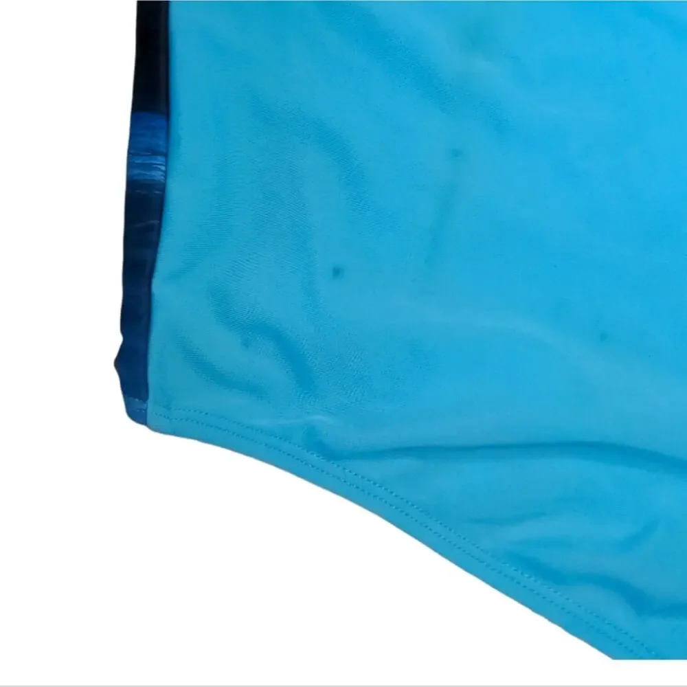 JUSTICE 16 PLUS Surf Teal Beach One Piece Swimsuit Palm Trees Girls Plus